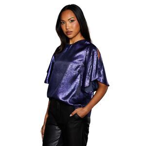 Principles Womens/Ladies Metallic Slit Sleeve Top / Navy